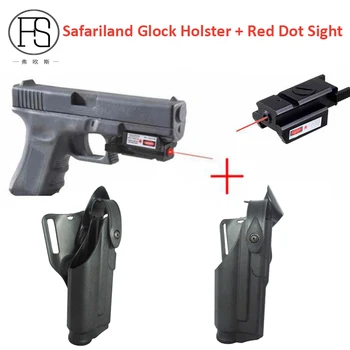 Kvalitné Pištole Glock Pás Puzdro Svetlo Ložisko Pre Glock 17 19 22 23 31 32 + Mini Red Dot Laserový Zameriavač Pre 20 mm Železničnej Zbraň