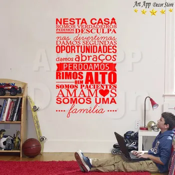 Kvalitné Umenie Nový Dizajn portugalský domov pravidlá izba dekor Vinyl Stenu vymeniteľné domáce dekorácie slová izba Nálepky