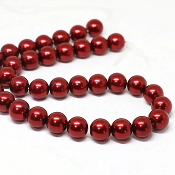 Kvalitný dark red simulované-pearl shell kolo voľné korálky 4-14 mm kúzlo ženy vhodné pre diy náhrdelník šperky čo 15inch B1609