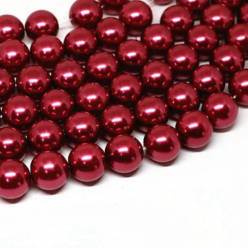Kvalitný dark red simulované-pearl shell kolo voľné korálky 4-14 mm kúzlo ženy vhodné pre diy náhrdelník šperky čo 15inch B1609