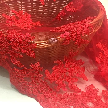 Kvalitný Červená kostná ostrohu čipky a Tylu Vyšívané kvet, net Čipky Textílie šaty textílie. odev, príslušenstvo, čipky tkaniny