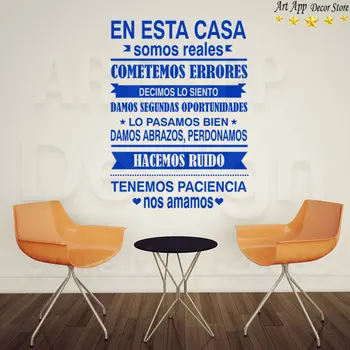 Kvalitný španielsky dom pravidlá nálepky izba dekor nové Art Design Vinyl citát Stenu vymeniteľné domov Predpisov paster