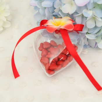 Kvet Zachovanie Kontajner Priehľadného Plastu Duté Srdce Tvar Loptu Candy Box na Vianočný Stromček Visí Domova P0.2