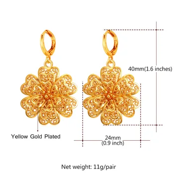 Kvetinové Šperky Pre Ženy, Zlatá Farba Kvetu Visieť Drop Náušnice Veľkoobchod 2016 Nové Módne Šperky E2254