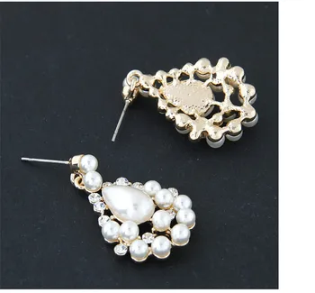 Kymyad Imitácia Perly Šperky Stud Náušnice Pre Ženy Bijoux Jasné, Krištáľové Náušnice Zlatá Farba Earings Módne Šperky