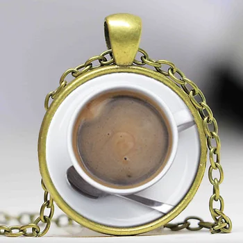 KÁVA PRÍVESOK Kávy Milenca Darček Hnedá Biela Espresso Šperky Latte Cappuccino Náhrdelník Kávy Šperky Kofeín Narkoman Darček
