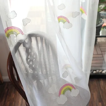 Kórejský Vyšívané Rainbow Tylu Chlapec Dievča Na Obývacia Izba, Spálňa Liečba Závesy Okno Dieťa Skríning Voile Opony