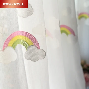 Kórejský Vyšívané Rainbow Tylu Chlapec Dievča Na Obývacia Izba, Spálňa Liečba Závesy Okno Dieťa Skríning Voile Opony