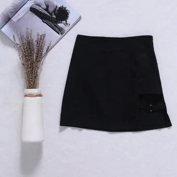 Kórejský Štýl Black Package Hip Saia Sukne Medzera Nepravidelný Lem Ceruzka Micro Mini Sukne