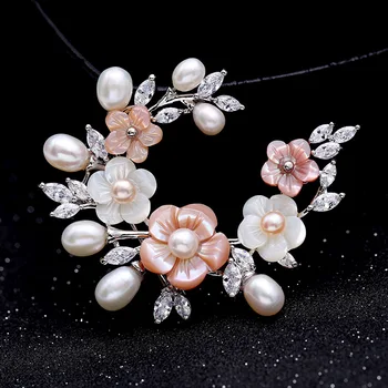 Kórejský štýl, vysokú kvalitu micro vložiť zirkón pin brošňa prírodné sladkovodné perly svadobné dary nevesta ornament šperky