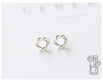 Kórejských hviezd Dámske Módne Stud Náušnice Biele Micro Pave Prívesky, Šperky 925 Sterling Silver Earings Trojuholník kolo slnko Tvarované
