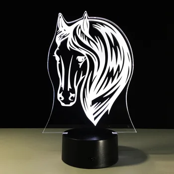 Kôň 3D Lampa Pony 7 Zmena Farby LED USB Akryl Malé Nočné Svetlo Vnútorné Atmosféru Čítanie Pre Deti Hračky A Darčeky Kvapka Loď