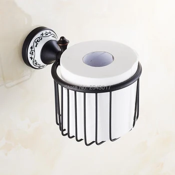 Kúpeľňa Toaletný Držiteľ Black Olej Gumový Povrch Pevné Brass Kôš Polica na Stenu Keramické Sprchovací Šampón Polica ZR2319