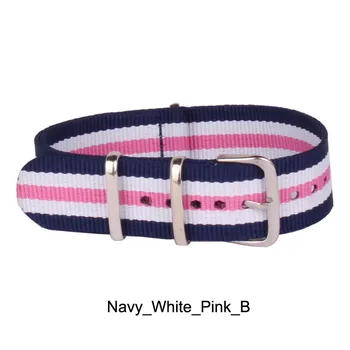 Kúpiť 2 dostanete 25% off) 22 mm Nato Nylon Sledovať Navy_White_Pink Pruhy Armády Vojenské textílie Tkané watchbands Popruh Kapela Pracky pásu