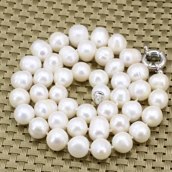 Kúzlo prírodných 8-9mm biela usadenina umelé vlákno pearl korálky náhrdelník pre ženy reťazca choker elegantné šperky 18-palcové B3186