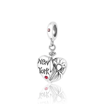Kúzlo Striebro 925 Pôvodné Strieborné New York Kúzlo Lásky Srdce Tvar Značky Šperky Handmade Náramky Priateľstva S260