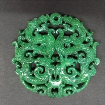 Kúzlo Vintage Módy Ázia Antické Sochárstvo Rezbárske Umenie Vzor Zelená Semi Precious Stone Prívesok Na Náhrdelník DIY Šperky