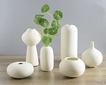 L typ moderné tvorivé biele ručne keramická váza kvetinové vázy / fľaše, ozdobné ornamenty, pre domáce dekorácie /dary