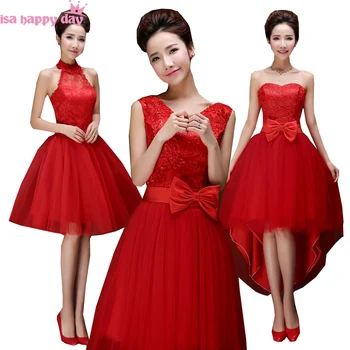Lacné junior red krátke vintage tylu bridesmaid, šaty formálne družičky junior party šaty pod 50 pre svadby B2678