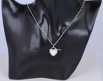 Lacné módne šperky Srdce Kľúč Dizajn White Fire Opal Striebro Pečiatkou Zirkón Náhrdelník Prívesky Módne Šperky pre Dievčatá OP587