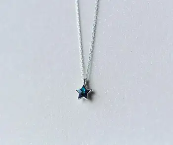Lady Reálne. 925 Sterling Silver Šperky modré Crystal Malé srdce bue Tichom Star Náhrdelník Prívesky sľúbil darom lásky GTLX1189