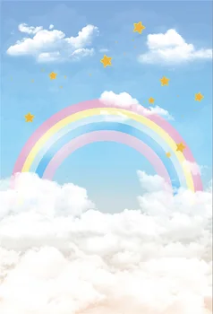 Laeacco Cartoon Rainbow Cloud Star Baby Dieťa Fotografické Pozadie Prispôsobiť Fotografie Pozadia Pre Photo Studio