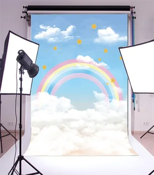 Laeacco Cartoon Rainbow Cloud Star Baby Dieťa Fotografické Pozadie Prispôsobiť Fotografie Pozadia Pre Photo Studio