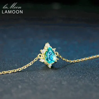LAMOON 5x7mm 1.6 ct Prírodná Hruška Rez Modrá Apatitu 925 sterling silver šperky Reťazca Náramok LMHI043
