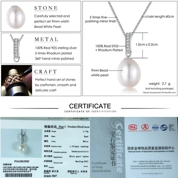 LAMOON Kolo Pearl 7.2 ct Prírodné Sladkovodné Perly 925 Sterling Silver Šperky S925 Šperky Set V020-1