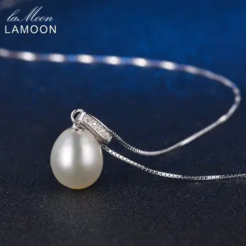 LAMOON Kolo Pearl 7.2 ct Prírodné Sladkovodné Perly 925 Sterling Silver Šperky S925 Šperky Set V020-1