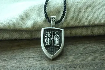 Lanseis 1pcs mužov náhrdelník Saint Konstantino ma Chrániť rodinu ochranný Štít kríž medaila prívesok saint talizman šperky
