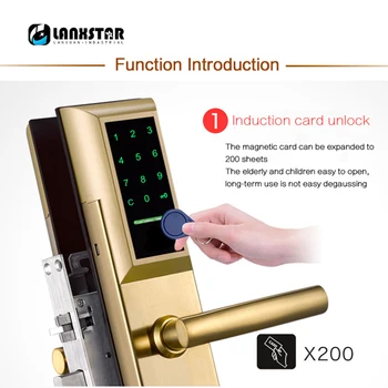 LANXSTAR Bluetooth, RFID Karty Heslo Inteligentné Zámok Proti krádeži Dvere Elektronické Smart Zámok Mechanický Kľúč 304 Nerezovej Ocele