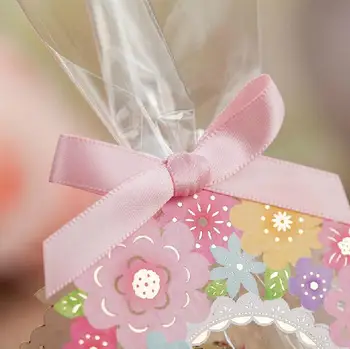 Laserom Rezané Svadobné Prospech Boxy Svadobné Darčeky Pre Hostí Kvet Candy Box, 50 ks Svadobné Koláčiky Tašky Ružové Malé Papier Čokolády Box