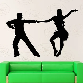 Latinská Tanečníci Tancujú Siluetu Stenu, Nálepky Dievča & Muž Tanečných Domov Obývaciu Izbu Módny Štýl Dekoratívne Steny Plagát Vinyl Nástenná Maľba
