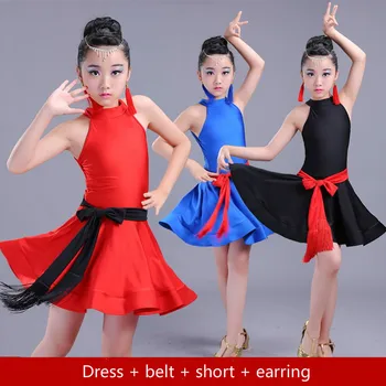 Latinské Tanečné Kostýmy pre Dievčatá Salsa Tanečné Kostýmy pre Deti Sála Šaty Tango/ramba Oblečenie Deti latinskej Súťaže Šaty