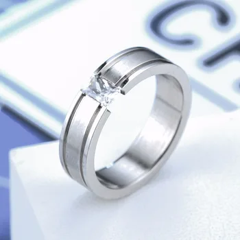 LBS 6 mm z Nehrdzavejúcej Ocele Pevné Zirkón Prsteň Zásnubný Svadobné Kúzlo Prstene Muži Ženy