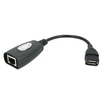 LBSC 150Ft USB 2.0 RJ45 Lan Rozšírenie zariadenia Extender Adaptér Cez Cat5/Cat5e /Cat6 Kábel, Farba Čierna