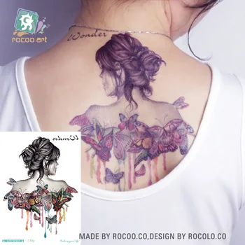 LC-520/2016 Posledná Veľká Nepremokavé Ženy/MenTemporary Body Art Tattoo Nálepky Pol Butterfly Girl Tetovanie Nálepky Na Rameno Späť