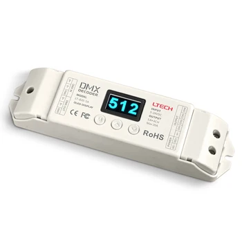 Led DMX512 Dekodér 4 kanál RGBW Pásy DMX Decoder LED DMX-PWM Dekodér(8/16 bitov voliteľné,OLED Displej);5A*4channel výstup