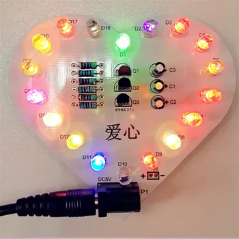 LED Flash DIY Kit Dýchanie Farebné LED Lampa Srdce Tvar Elektronické DIY Kit pre Lásku Farebné LED Okruhu Elektronické Zábavné Suite