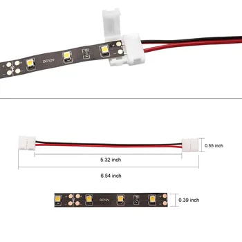 LED Pás Svetla Konektor, Adaptér pre 10 mm SMD 5050 8mm 3528 jednofarebné LED Pásy Svetla, Nie je Potrebné Spájkovanie