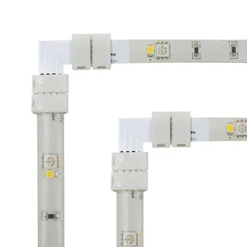 LED Pás svetla Konektor SMD5050/3528 RGB LED 4pin Konektor 10mm tvare L, LED Pásy Svetla Konektory pre Pravý Uhol Rohu