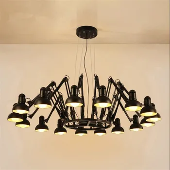 LED Retro Pavúk Čierna Prívesok Svetlo Flexibilný Prívesok lampa pre Vnútorné Závesné Lampy Lusters Abajur Svietidlo Osvetlenia E27