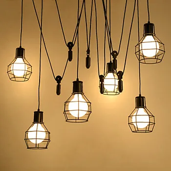 LED Retro Vintage Prívesok Svetlá Domov Jedáleň Štýl Loft Svietidlo Priemyselné Osvetlenie Pully Svietidlo