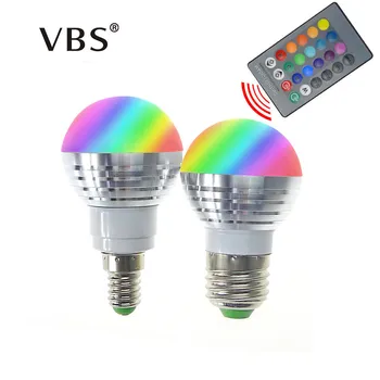 LED RGB Žiarovka Žiarovka E27 E14 AC85-265V 3W LED RGB, Spot Blubs Svetlo Magic Dovolenku RGB osvetlenie+IR Diaľkové Ovládanie, 16 Farieb