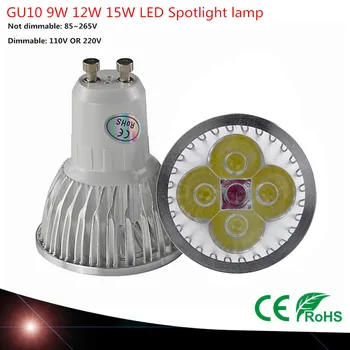 LED Spotlight GU10 High power led žiarovka 9W 12W 15W Teplá Biela /studená biela 85-265V Ultra Svetlé GU 10 LED LAMPA