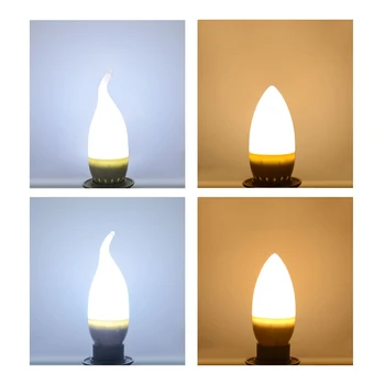 LED sviečka Svetlá 2835SMD sviečkové Žiarovky Lampy Vysoký Jas 3W E27 E14 AC220V 110V Studená Biela / Teplá Biela led žiarovka lampa