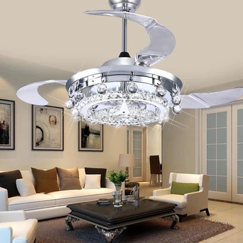 LED Ventilátor Krištáľový Luster Jedáleň, Obývacia Izba Ventilátor Droplights Moderné Nástenné/Diaľkové Ovládanie Krištáľový Luster Svetlá