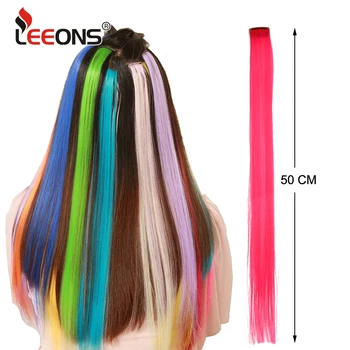 Leeons Clip In predlžovanie Vlasov žiaruvzdorné Príčesky Tmavé Blond Ombre Hair Extensions Falošné Dlhé Vlasy Žien Syntetické 50 cm
