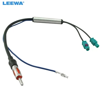 LEEWA Dual Samostatnými FAKRA Konektorov Na DIN autorádio Anténny Adaptér S Zosilňovač Pre Audi VW Rádiový Systém #CA4456